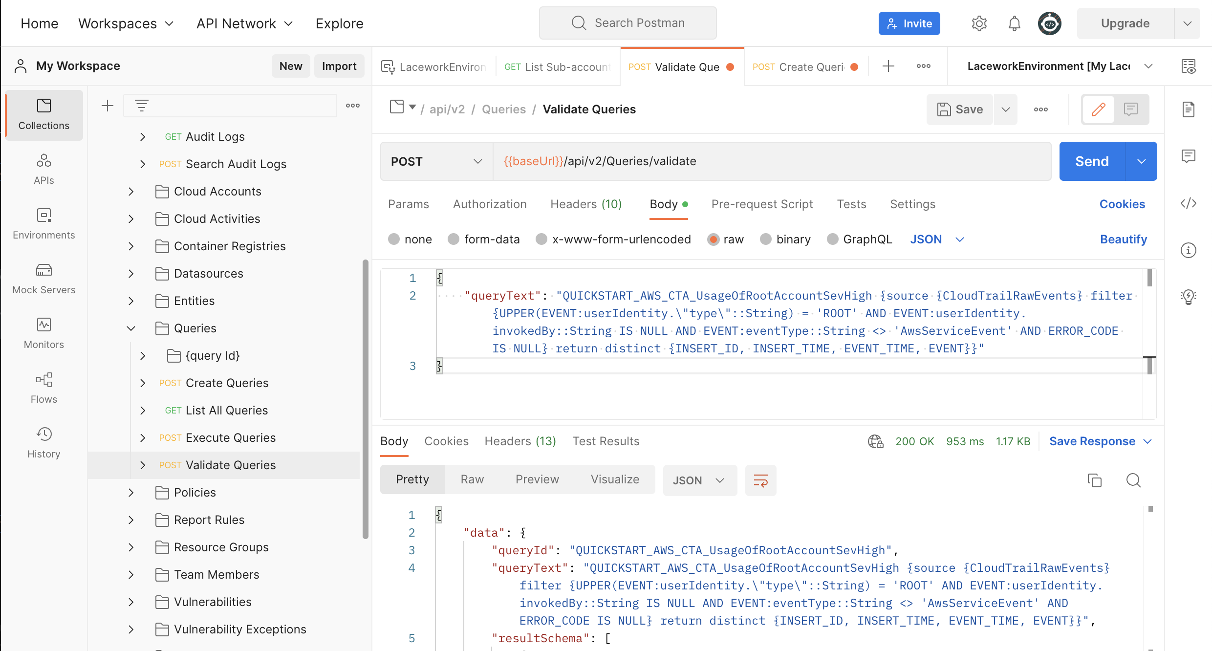 Validate query result