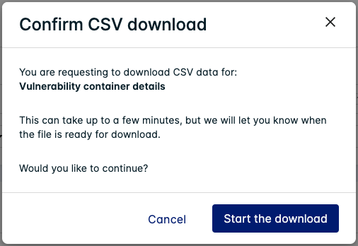 Confirm CSV Download