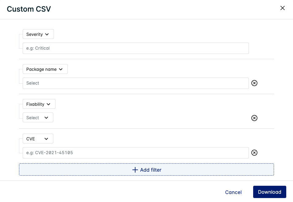 Custom CSV Options for Container Vulnerability