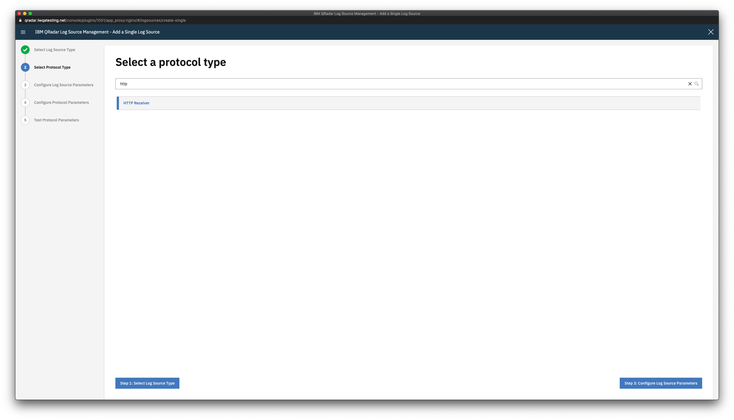 Image showing selecting a protocol type